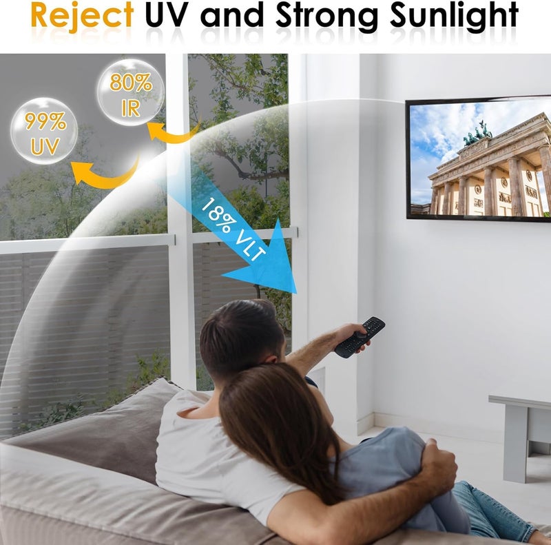 CREON One Way Privacy Window Film, Sun Blocking Heat Control Anti UV Static Cling for Windows Office Door (24 x 60 Inch) Black - Image 4