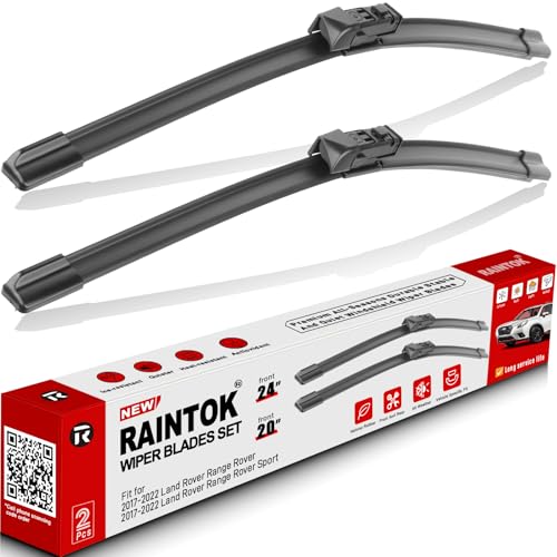 RAINTOK 24" 20" Windshield Wiper Blades Replacement for Land Rover Range Rover 2017 2018 2019 2020 2021 2022 Range Rover Sport Original Factory Quality Front Wipers Blade Set for My Car - (Pack of 2) - Image 1