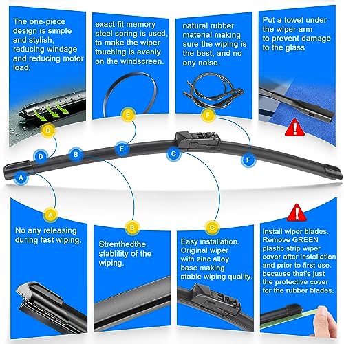 RAINTOK 24" 20" Windshield Wiper Blades Replacement for Land Rover Range Rover 2017 2018 2019 2020 2021 2022 Range Rover Sport Original Factory Quality Front Wipers Blade Set for My Car - (Pack of 2) - Image 4