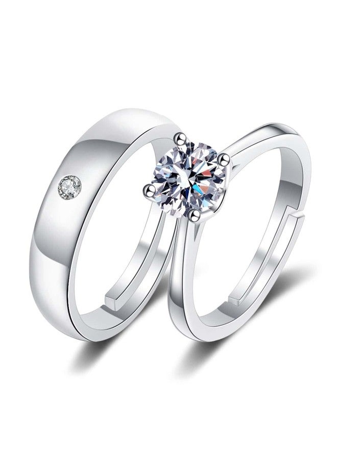 Mahi Valentine Gift Proposal Couple Ring Set with Cubic Zirconia for Men & Women (FRCO1103031R) - Image 1