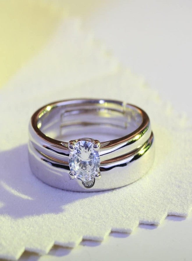 Mahi Valentine Gift Proposal Couple Ring Set with Cubic Zirconia for Men & Women (FRCO1103031R) - Image 4