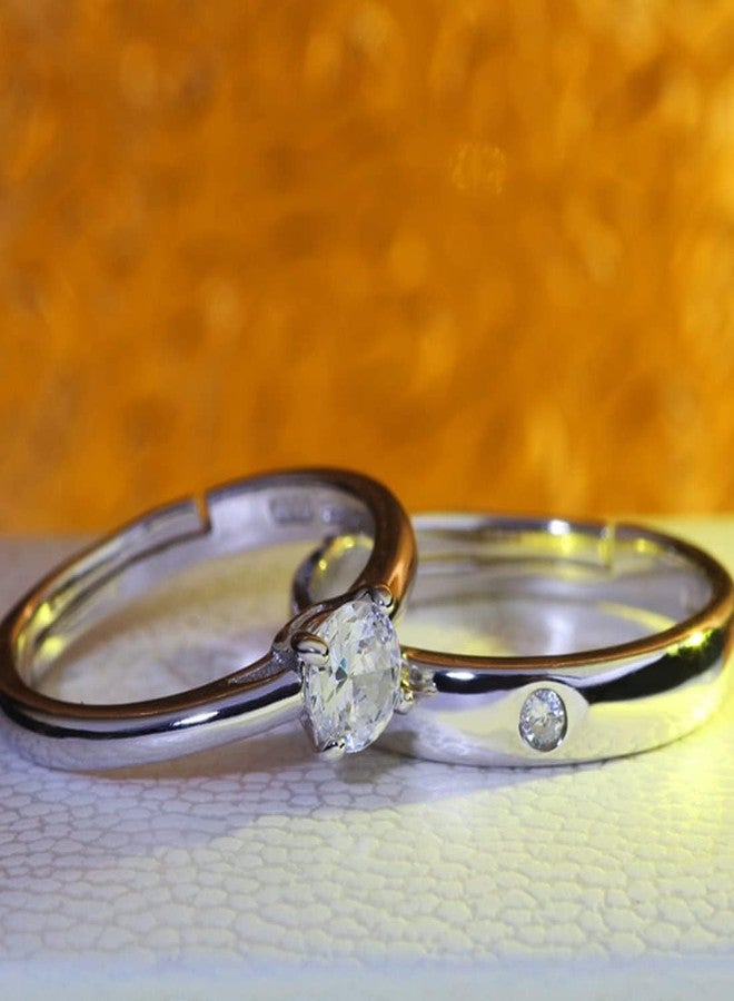 Mahi Valentine Gift Proposal Couple Ring Set with Cubic Zirconia for Men & Women (FRCO1103031R) - Image 3