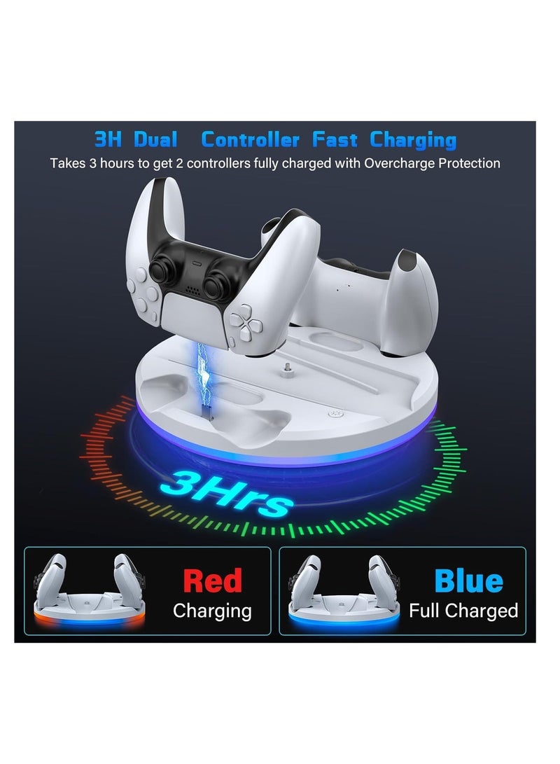JYS PS5 slim stand and dual controller charging Station for PS5 Slim Console Disc Digital Edition, PS5 Holder Base Accessory Screw, White - Image 4