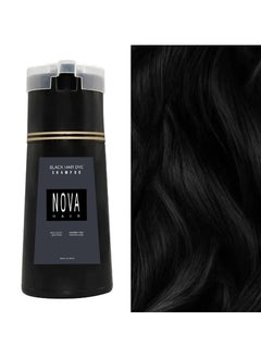 NOVA Hair Dye Shampoo,Quick Coloring Shampoo,Covering Gray Hair, Unisex, 200ml (Black)  - Image 1