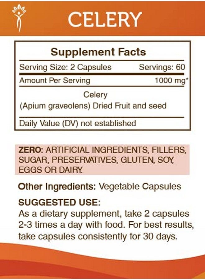 Secrets of the Tribe Celery 120 Capsules, 1000 mg, Celery (Apium graveolens) Dried Fruit and Seed (120 Capsules) - Image 3