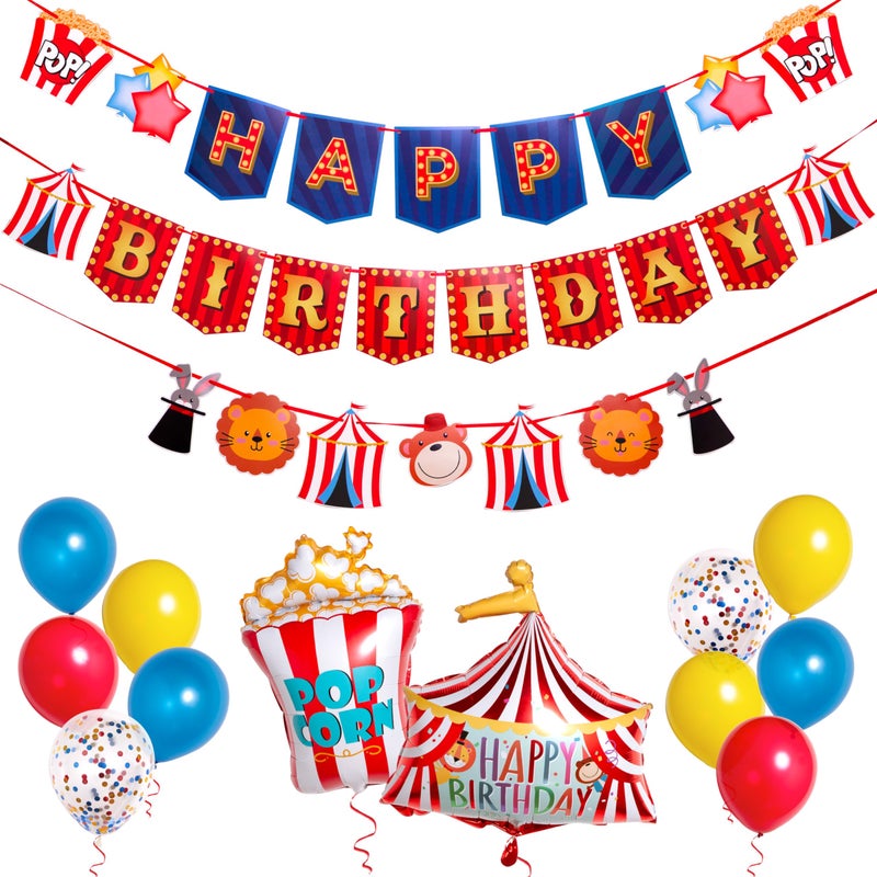 PIRESE زينة حفلة عيد ميلاد سيرك بييرس كارنفال لوازم حفلة عيد الميلاد لافتة بالونات ديكور للأطفال - Image 2
