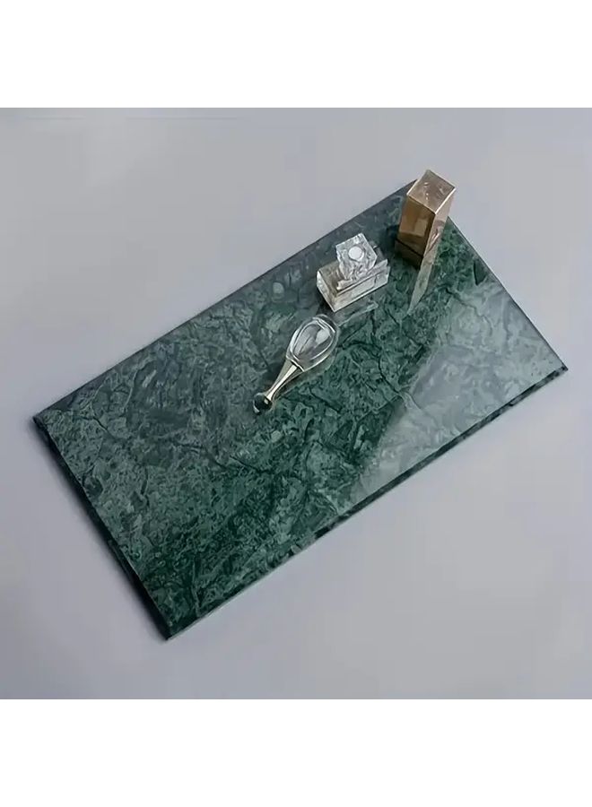 Elegant Marble Bathroom Tray 25x12cm Green Luxury Vanity Organizer with Polished Finish for Makeup Jewelry Storage Home Decor for Kitchen Bedroom - Image 2