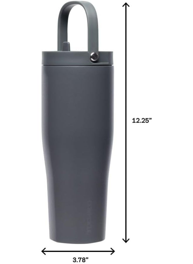CORKCICLE كوب كوركسيكل جو XL معزول مع غطاء وقشة، فلينت، 30 أونصة – زجاجة ماء قابلة لإعادة الاستخدام تحافظ على المشروبات باردة لمدة 12 ساعة – كوب صديق لحامل الأكواب، تصميم مانع للتسرب - Image 3