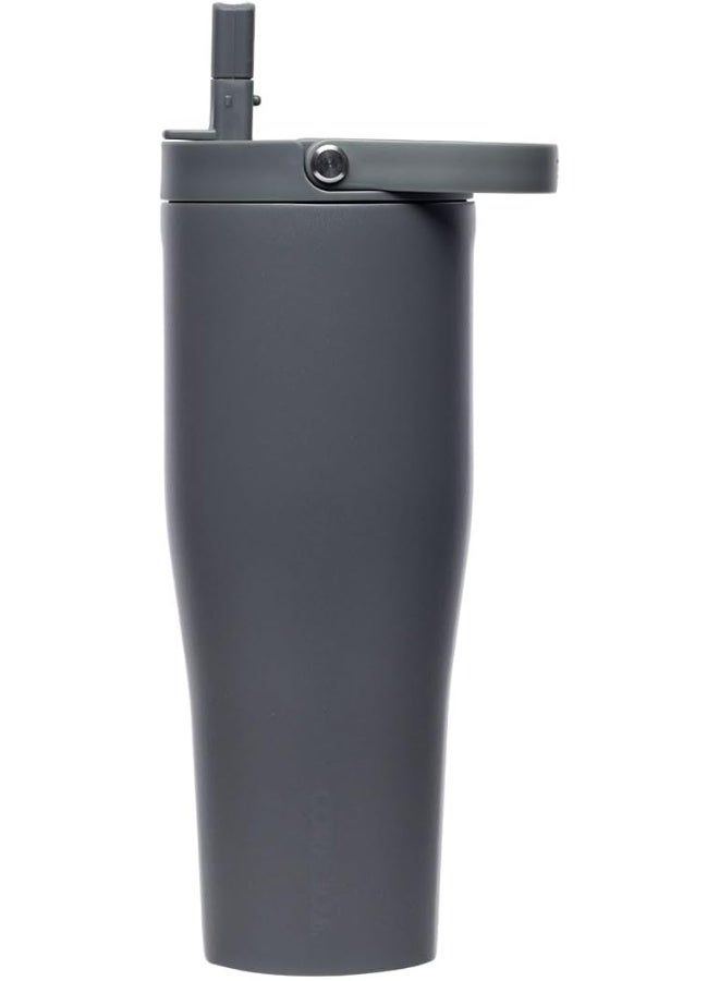 CORKCICLE كوب كوركسيكل جو XL معزول مع غطاء وقشة، فلينت، 30 أونصة – زجاجة ماء قابلة لإعادة الاستخدام تحافظ على المشروبات باردة لمدة 12 ساعة – كوب صديق لحامل الأكواب، تصميم مانع للتسرب - Image 2