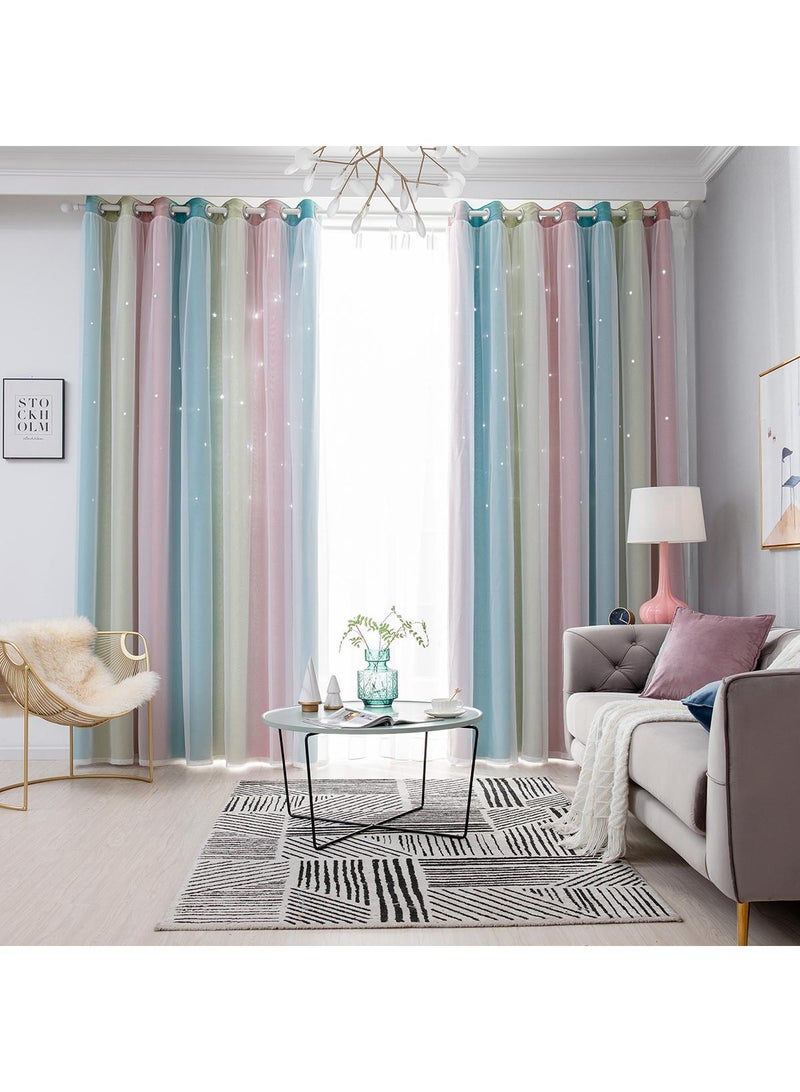 general 2-Piece Hollow Out Stars Blackout Outdoor Curtains - Image 2