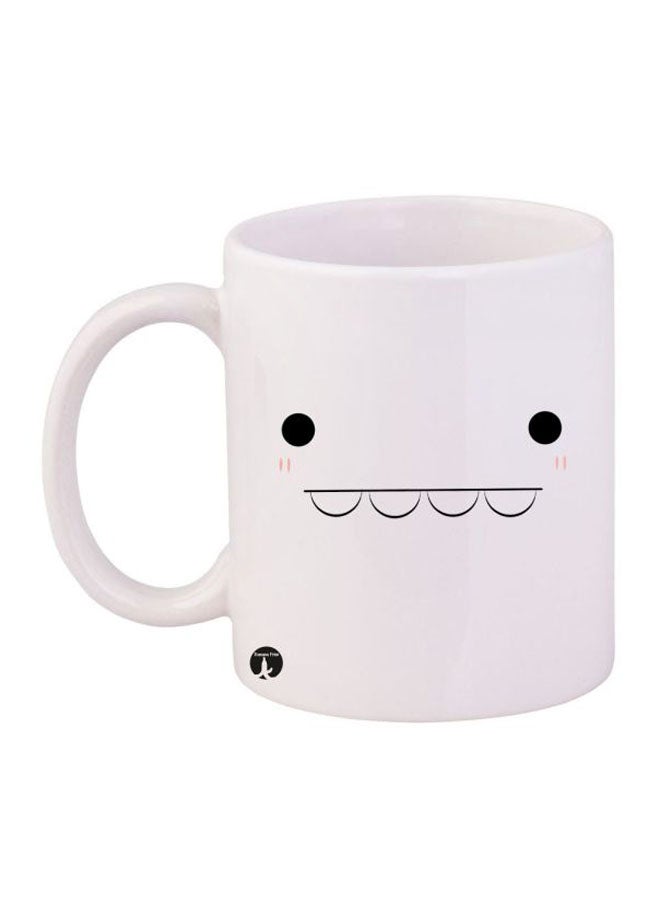 Funny Face Printed Mug White/Black 11ounce