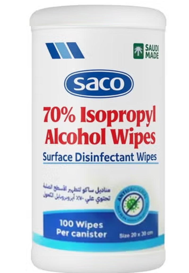 ساكو مناديل مطهرة للأسطح تحتوي على 70% من الكحول الأيزوبروبيل - Image 1
