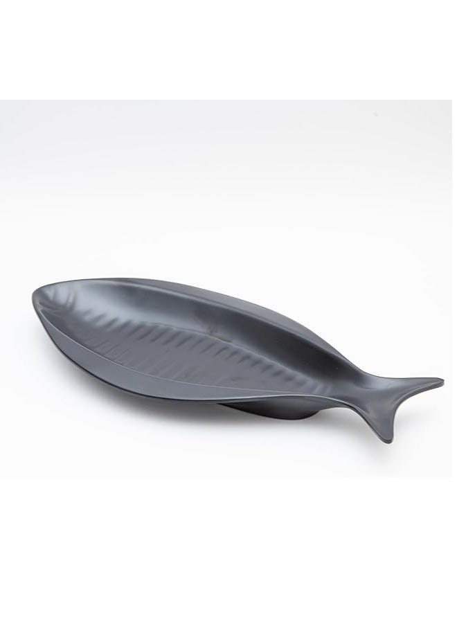 Premium Melamine Matte Black Fish & Seafood Serving Plate | Durable & Shatterproof & Dishwasher Safe | Healthy Melamine Serving Plates - Image 2
