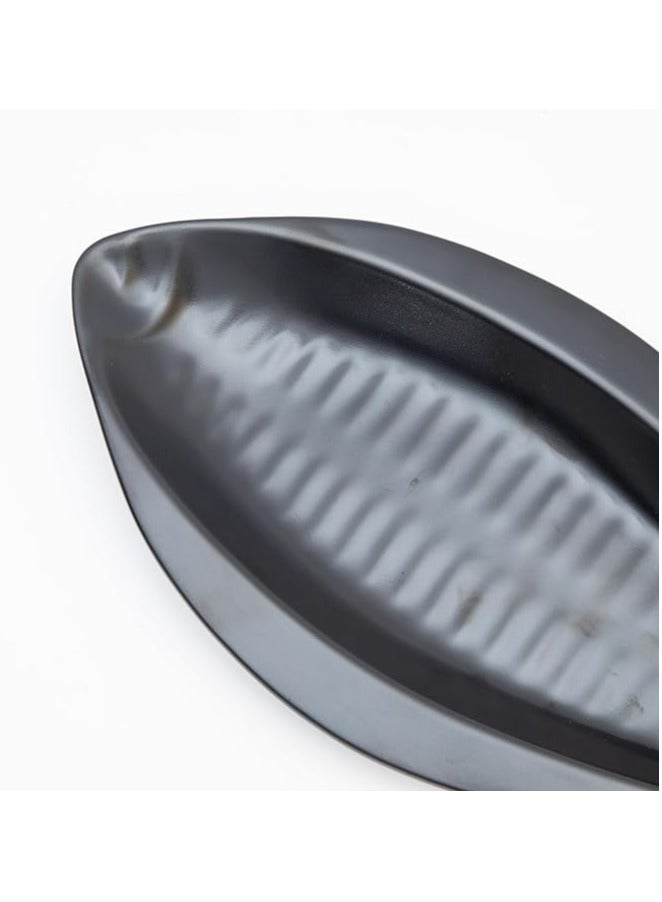 Premium Melamine Matte Black Fish & Seafood Serving Plate | Durable & Shatterproof & Dishwasher Safe | Healthy Melamine Serving Plates - Image 3