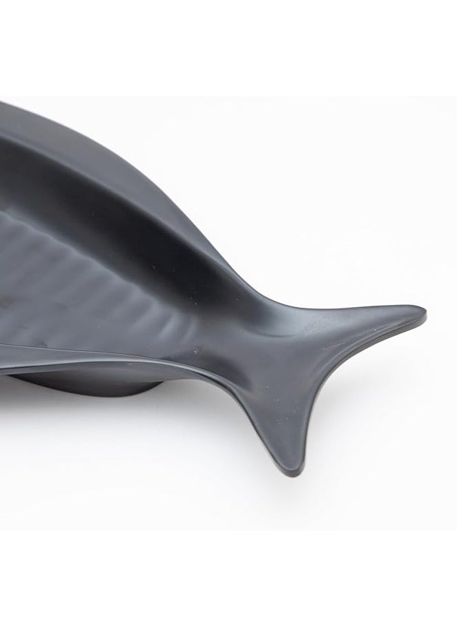 Premium Melamine Matte Black Fish & Seafood Serving Plate | Durable & Shatterproof & Dishwasher Safe | Healthy Melamine Serving Plates - Image 4