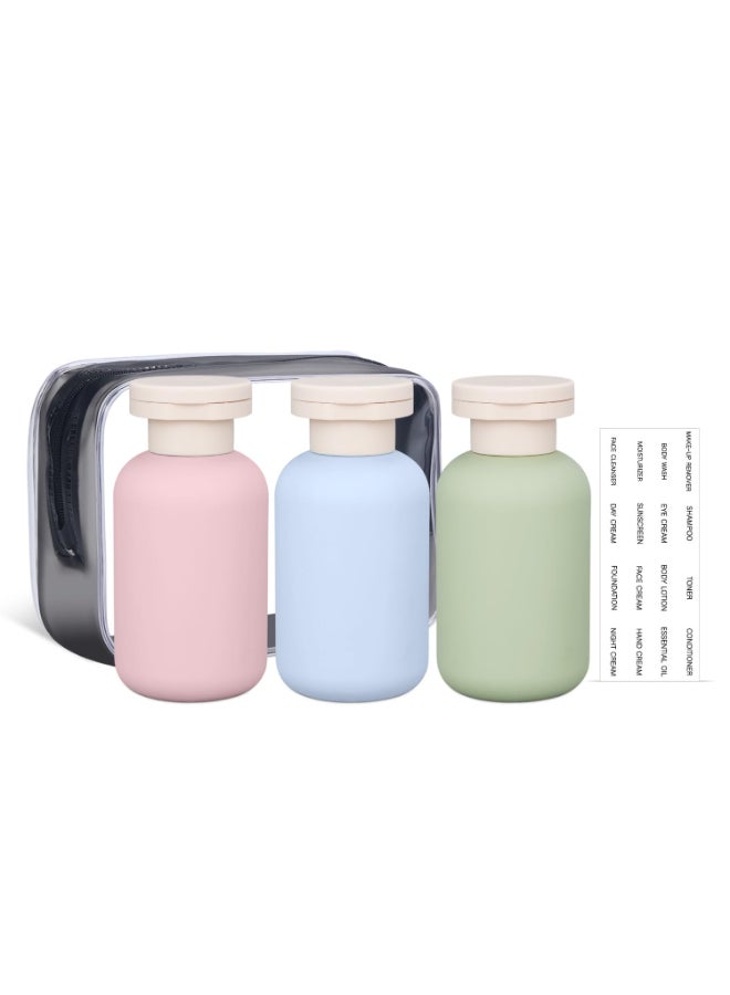 ASEVAT Leak Proof Travel Bottle with Flip Cap Shampoo and Conditioner Bottle Set Refillable Containers for Lotion Cream Shampoo GreenBluePink 34 Ounces - Image 2