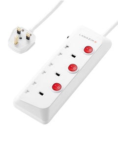 3 Sockets - 5 Meters - Individual Port On/Off Buttons.