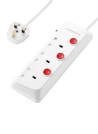 3 Sockets - 5 Meters - Individual Port On/Off Buttons.