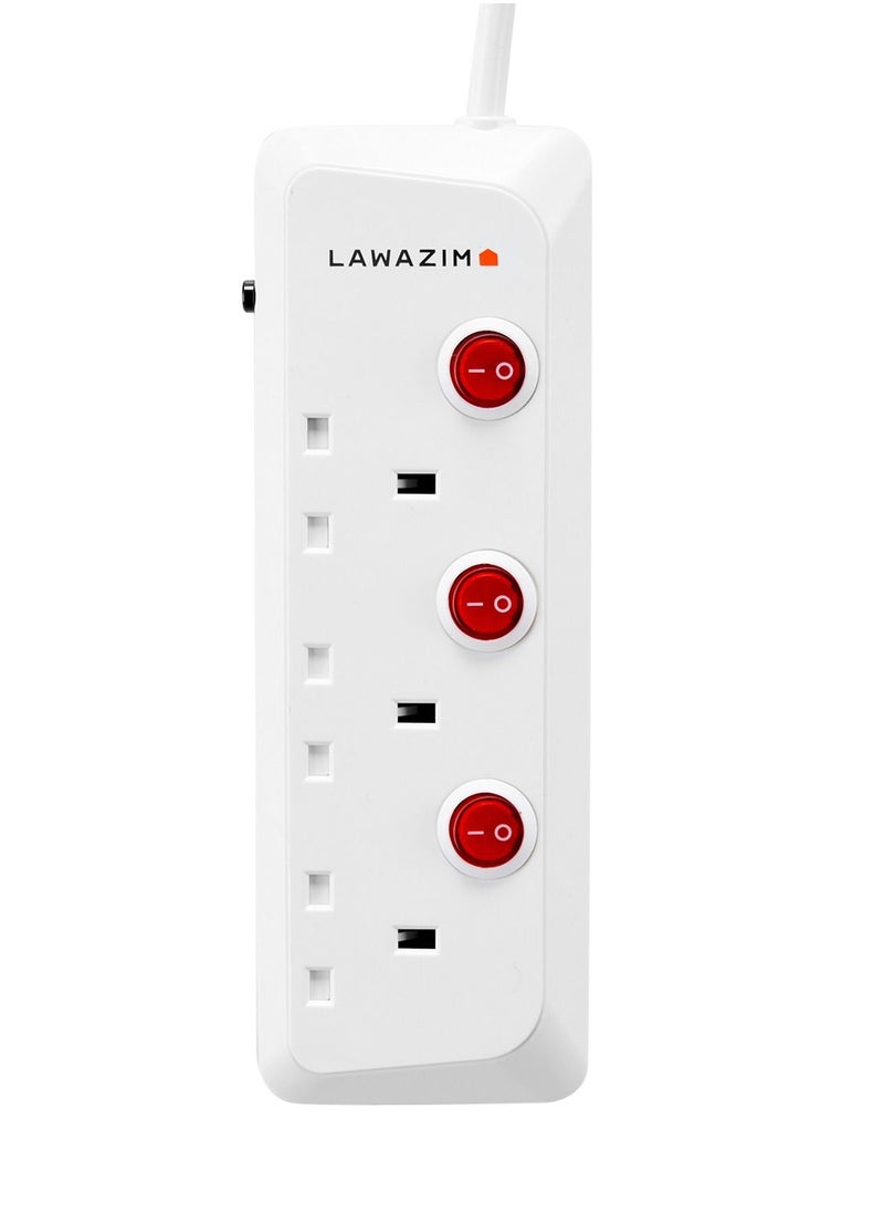 LAWAZIM - heavy duty 3 Way Extension Cable with individual port on/off buttons | 5 Meters | 2990W - Image 1