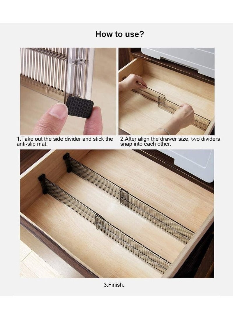 Arabest Drawer Dividers 4 Pack, Dresser Drawer Organizers Separators Expandable 51-27.5cm for Divide Kitchen Utensils Clothes, Multi Kitchen Drawer Organisers for Bathroom Bedroom Office Dresser  - Image 4