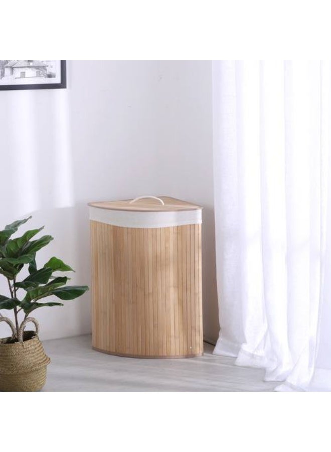 ناما سلة غسيل زاوية قابلة للطي لتوفير المساحة، لون بني وأبيض، 60 × 35 × 35 - Image 2