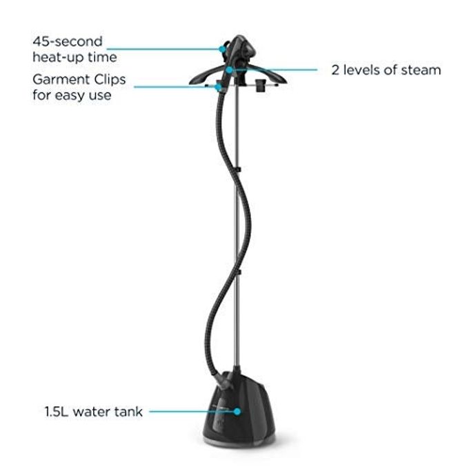Rowenta , Steamer For Clothes, Pro Style Full Size Steamer With 45 Second Heat-Up & Removable 50 Oz Water Tank, 1500 Watts, Included Clips To Hang Clothes, Ironing, Black Clothes Steamer, Is2461 - Image 5