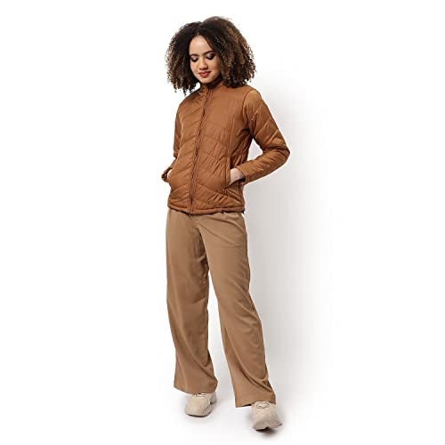 Campus Sutra Women Brown Puffer Regular Fit Bomber Jacket For Winter Wear | Standing Collar | Full Sleeve | Zipper | Casual Jacket For Woman & Girl | Western Stylish Jacket For Women - Image 5