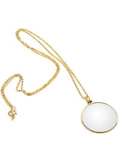 5X Necklace Magnifier , Necklace with 1 3/4 Inch Optical Magnifier Lens and 18 . 1Inch Gold Chain for Library , Reading Fine Print , Zooming , Increase sight , Jewelry , Magnifying Pendant Necklace