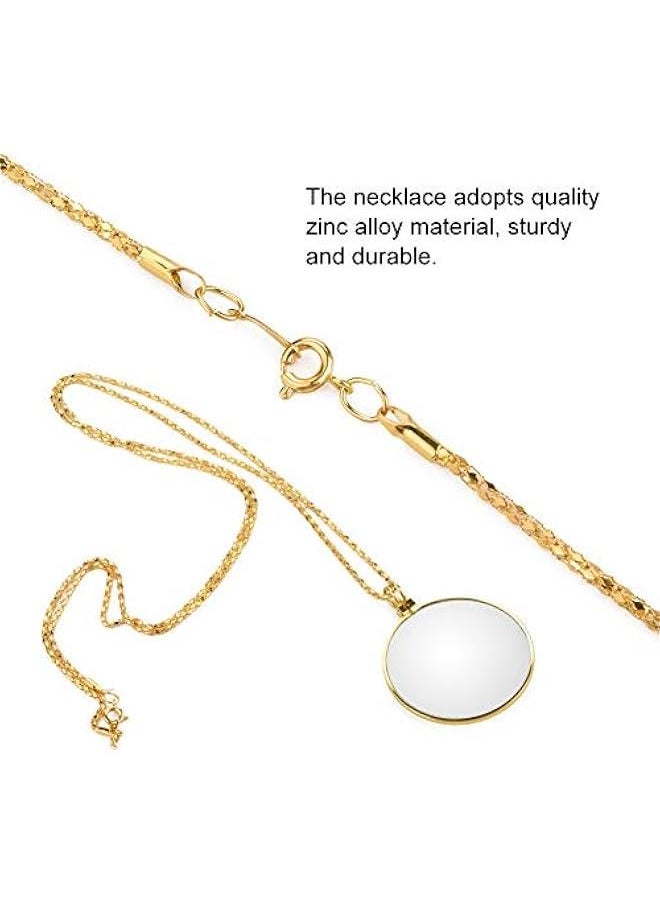 Generic - 5X Necklace Magnifier , Necklace with 1 3/4 Inch Optical Magnifier Lens and 18 . 1Inch Gold Chain for Library , Reading Fine Print , Zooming , Increase sight , Jewelry , Magnifying Pendant Necklace - Image 1
