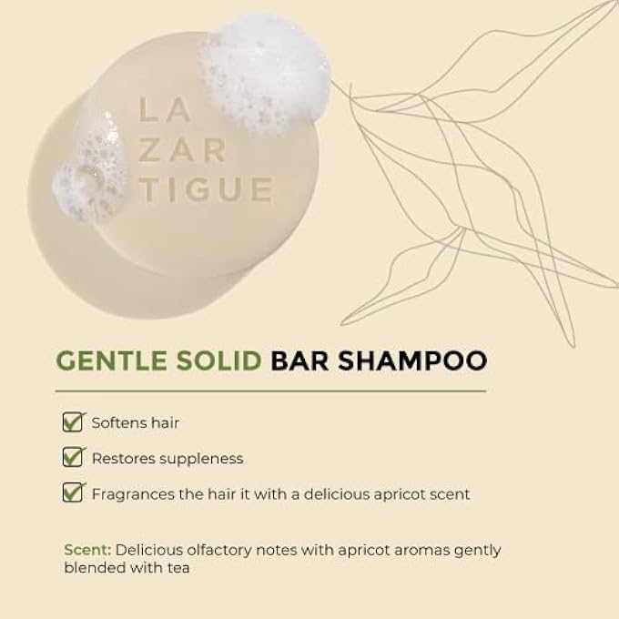 Lazartigue NOURISHING SHAMPOO BAR | HYDRATES & NOURISHES ALL HAIR TYPES. 93% NATURAL INGREDIENTS. SOFTENS HAIR AND RESTORES SUPPLENESS. VEGAN, PLASTIC- FREE, SULFATE & SILICONE FREE, 2.65 OZ. - Image 3