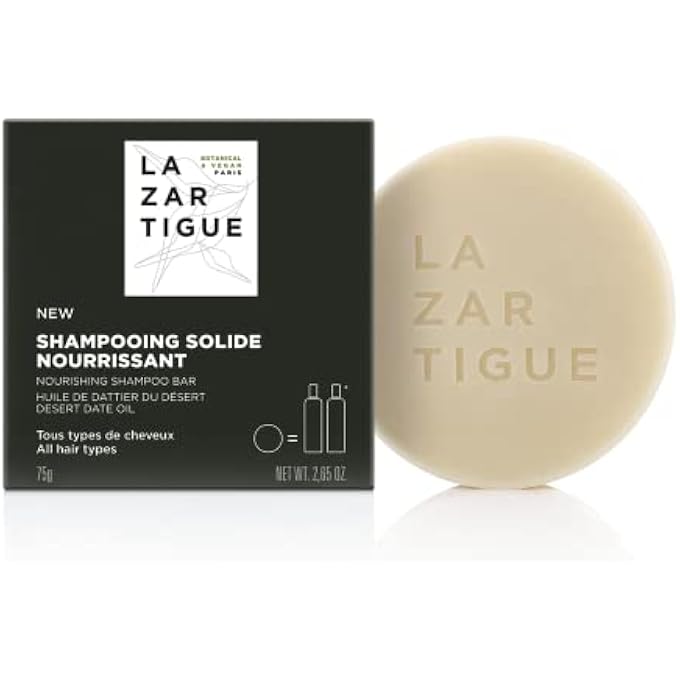 Lazartigue NOURISHING SHAMPOO BAR | HYDRATES & NOURISHES ALL HAIR TYPES. 93% NATURAL INGREDIENTS. SOFTENS HAIR AND RESTORES SUPPLENESS. VEGAN, PLASTIC- FREE, SULFATE & SILICONE FREE, 2.65 OZ. - Image 1