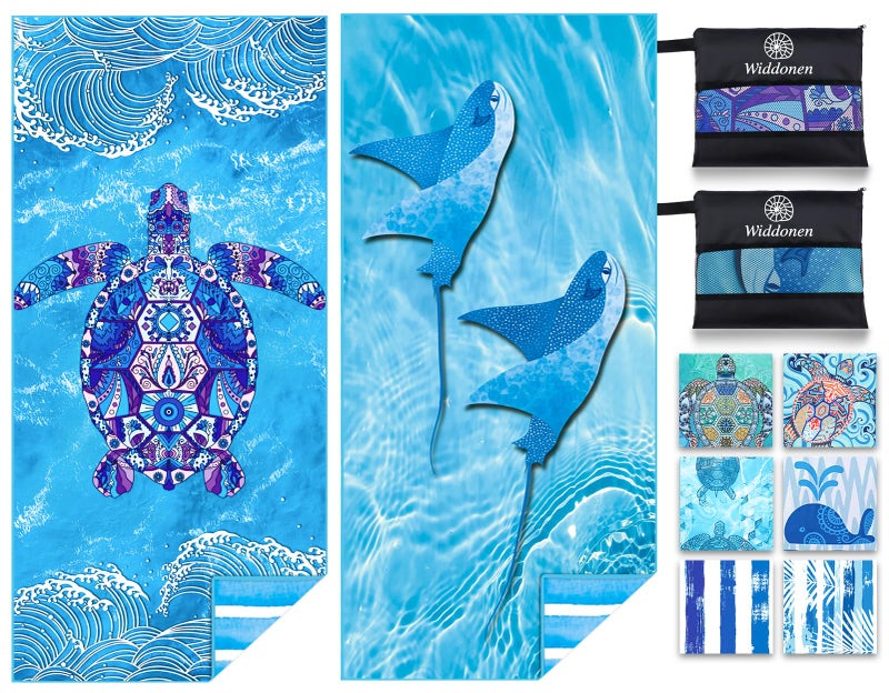 Widdonen Microfiber Lightweight Beach Towel Sand Free Quick Dry Absorbent Thin Compact Towels for Swimming Pool Camping Beach Accessories Large Easy Pack Travel Things for Vacation Essentials Gift - Image 1