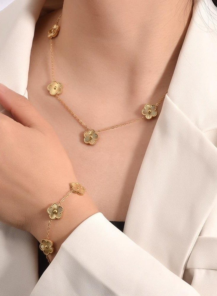 Luxury Jewelry Set – 4 Elegant Pieces with Floral Design - Gold  - Image 1