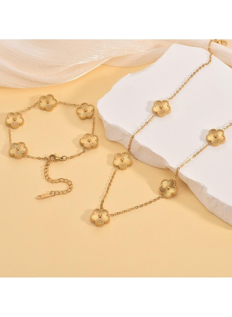 Luxury Jewelry Set – 4 Elegant Pieces with Floral Design - Gold  - Image 2