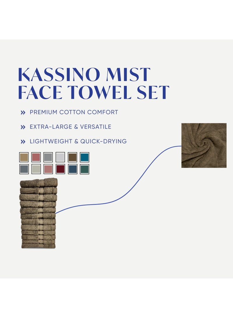 KASSINO Kassino Jumbo Face Towel (12 Pack, 33x33 cm) - 580 GSM Large Face Towels,100% Combed Cotton, Soft & Quick-Dry Towels, Highly Absorbent, Double Stitched Hotel Quality Towels | Brown  - Image 3