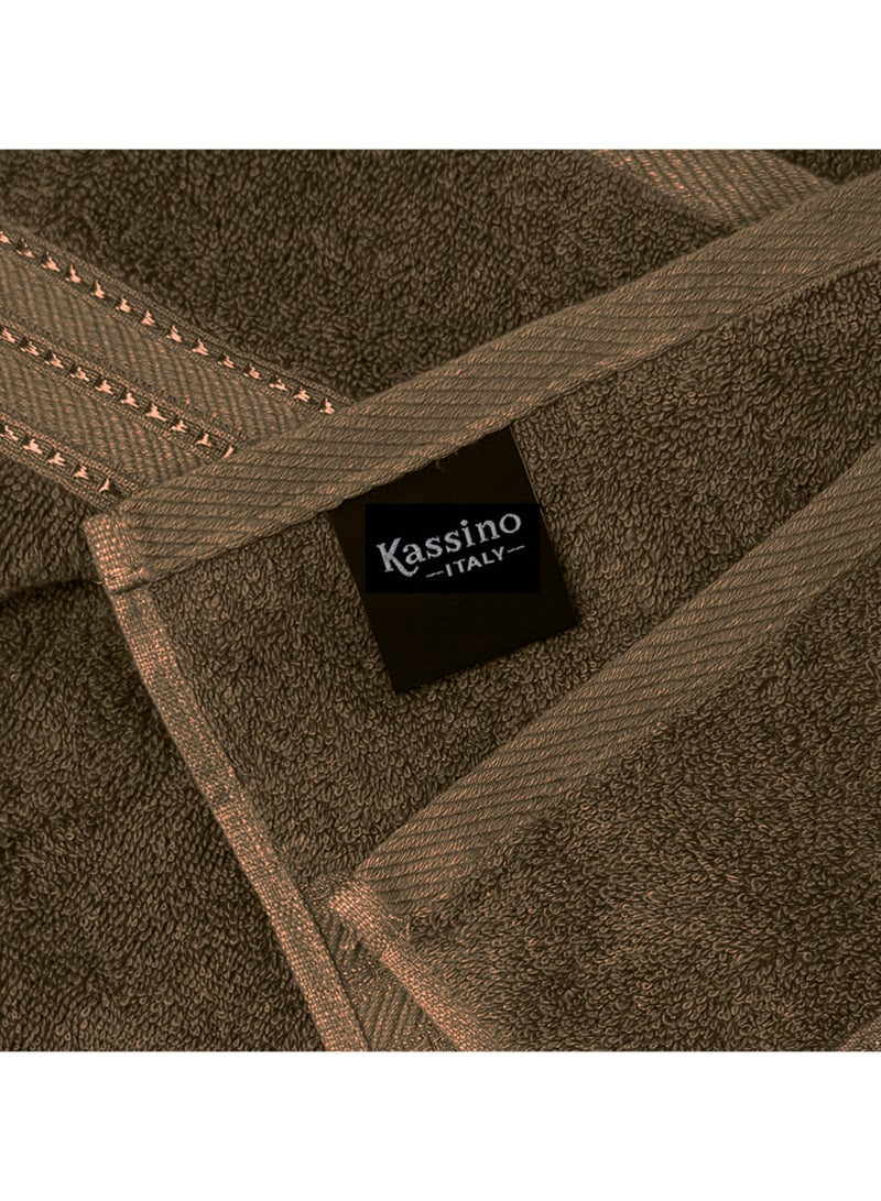 KASSINO Kassino Jumbo Face Towel (12 Pack, 33x33 cm) - 580 GSM Large Face Towels,100% Combed Cotton, Soft & Quick-Dry Towels, Highly Absorbent, Double Stitched Hotel Quality Towels | Brown  - Image 4