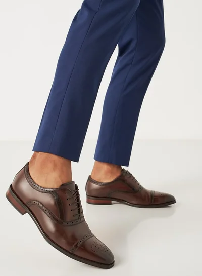 DUCHINI Mens Textured Oxford Shoes with Lace-Up Closure