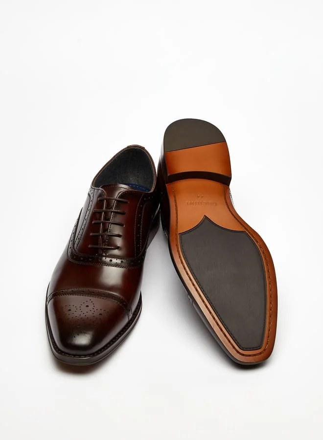 DUCHINI Mens Textured Oxford Shoes with Lace-Up Closure