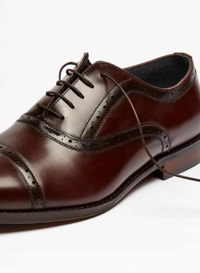 DUCHINI Mens Textured Oxford Shoes with Lace-Up Closure