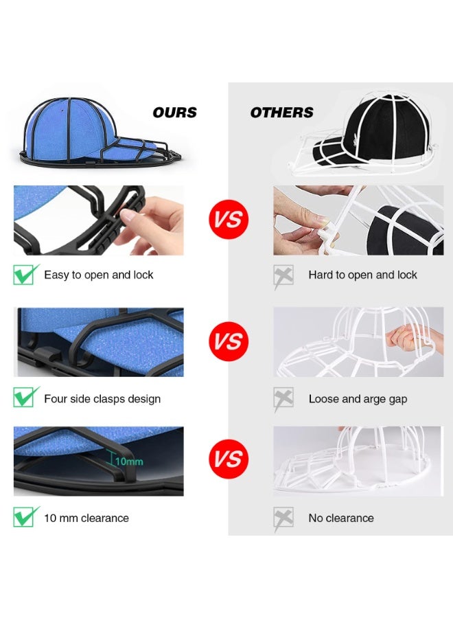 موردلي غسالة قبعات قبعات البيسبول، رف غسل القبعات، أداة تشكيل للغسالة أو غسالة الأطباق، بلاستيك، يحمي شكل القبعة، أسود. - Image 4