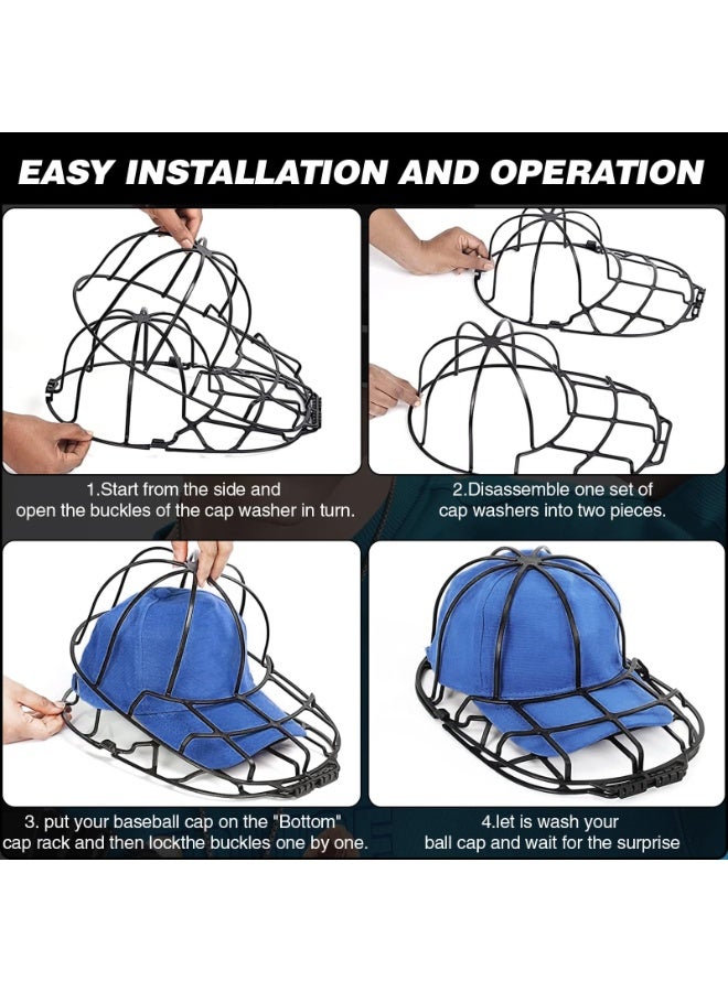 موردلي غسالة قبعات قبعات البيسبول، رف غسل القبعات، أداة تشكيل للغسالة أو غسالة الأطباق، بلاستيك، يحمي شكل القبعة، أسود. - Image 3