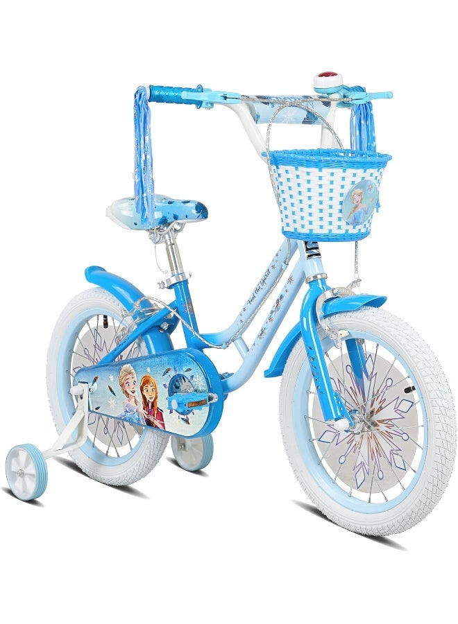 سبارتان دراجة سبارتن 12 بوصة ديزني فروزن وينتر فروست – مزودة بعجلات تدريب قابلة للإزالة، مقعد قابل للتعديل، سلة أمامية، واقي طين خلفي، تصميم برسومات ديزني فروزن الأصلية، باللون الأزرق الفاتح - SP-3222 - Image 1