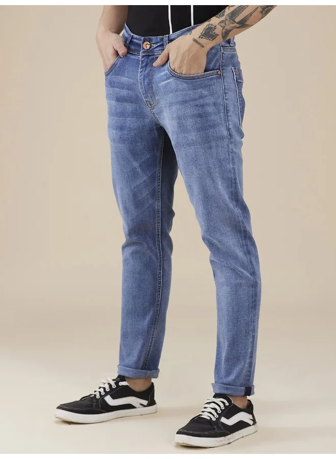بيينغ هيومان Mens Mid Tone Cropped Fit Denims