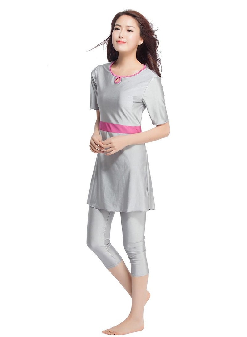Loquat Women's 2-Piece Swimwear Set Short Sleeve Burkini Swimsuit Set  - Image 2