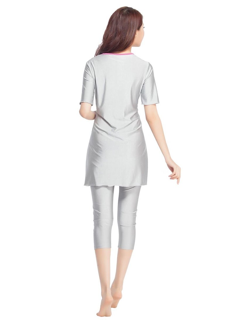 Loquat Women's 2-Piece Swimwear Set Short Sleeve Burkini Swimsuit Set  - Image 3
