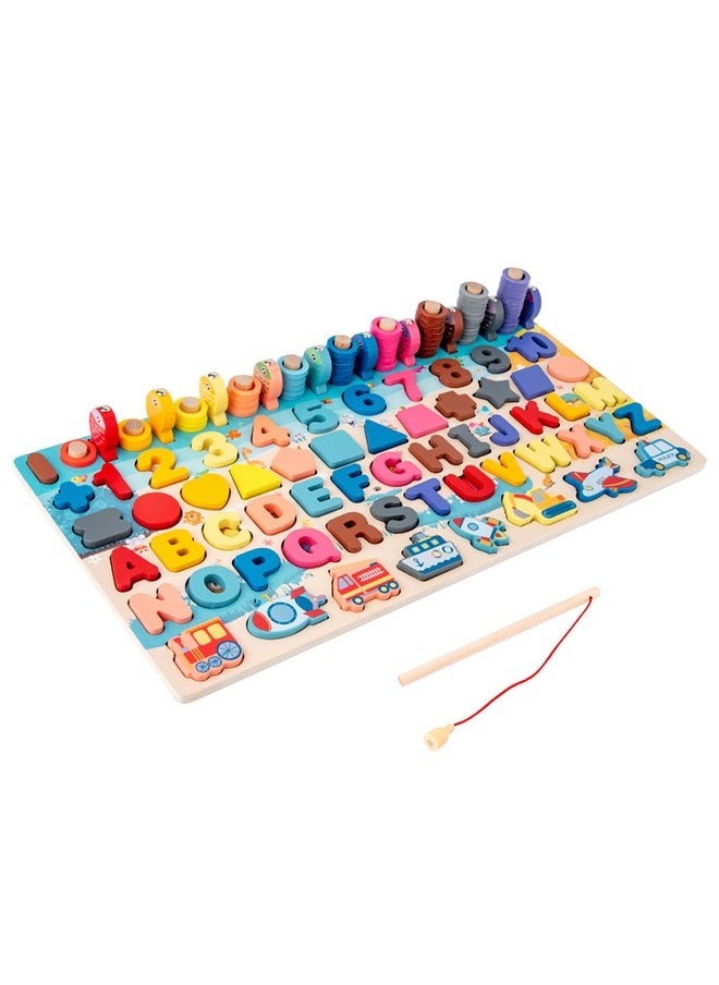 FUNCOT Wooden Number Puzzle for Toddlers, Match Board Math Game Early Learning Toys Color Shape Sorting Number Counting Preschool Education Best Gift for 3-6 years Old Boy and Girl  - Image 1