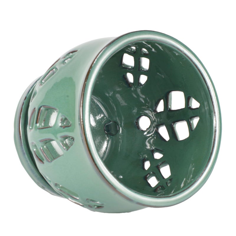 w w W&W Orchid Pot with Holes and Saucer for Repotting, Green, 6.5" - Image 4