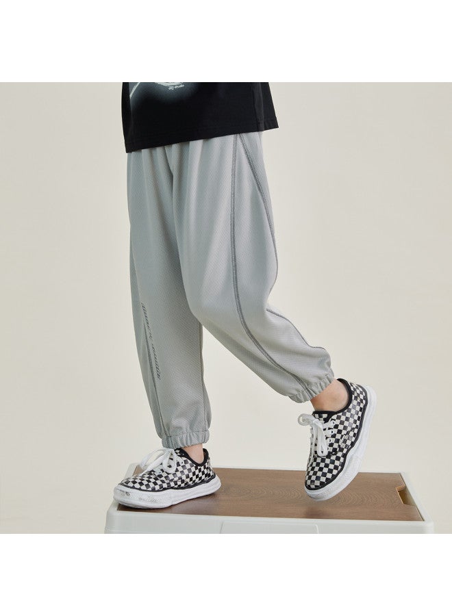 Smooth And Non-sticky】children's Summer Lightweight Drape Mosquito-repellent Long Pants, Boys' Breathable Mesh Sports Pants - Image 3