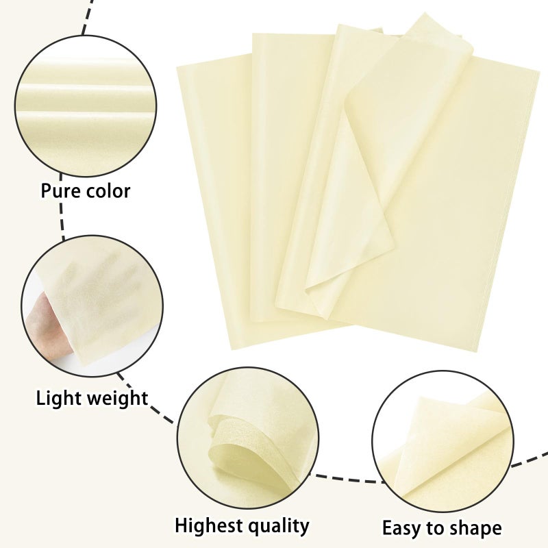 Laidans 120 Sheets 20"X14" Tissue Paper for Gift Bags Wrapping, Art Tissue Paper Bulk for Weddings Birthday Party Crafts Decoration (Ivory) - Image 4