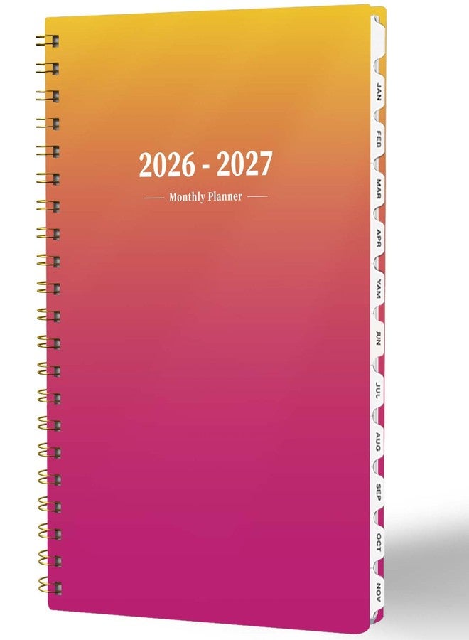 Ymumuda 2026 Monthly Planner - 2 Year Monthly Planner, JAN.2026 to DEC.2027, 8.5" x 11", Large Calendar with Spiral Bound, 24 Coated Tabs,24 Months Perfect for School & Office Schedule, Orange & Pink - Image 1
